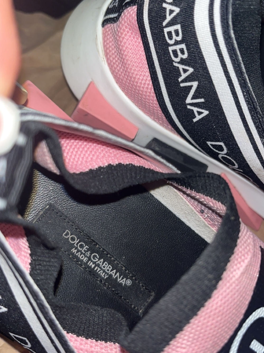 Dolce & Gabbana Pink & Black Logo Slip-On Sneakers for Women - Picture 8 of 11